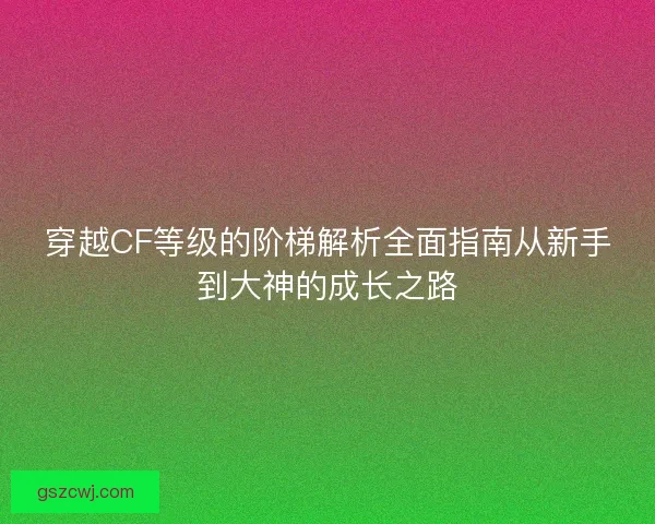 穿越CF等级的阶梯解析全面指南从新手到大神的成长之路