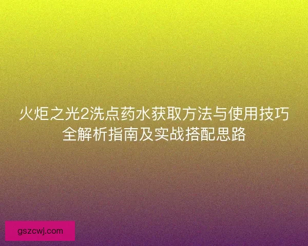火炬之光2洗点药水获取方法与使用技巧全解析指南及实战搭配思路