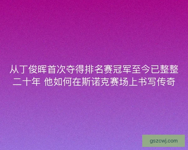 从丁俊晖首次夺得排名赛冠军至今已整整二十年 他如何在斯诺克赛场上书写传奇