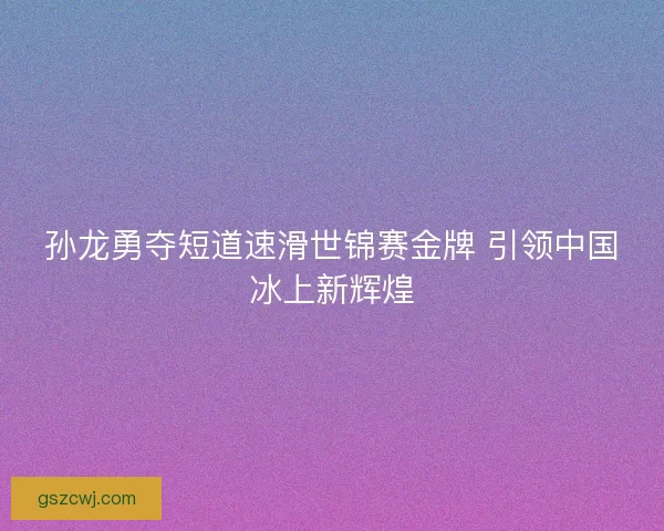 孙龙勇夺短道速滑世锦赛金牌 引领中国冰上新辉煌