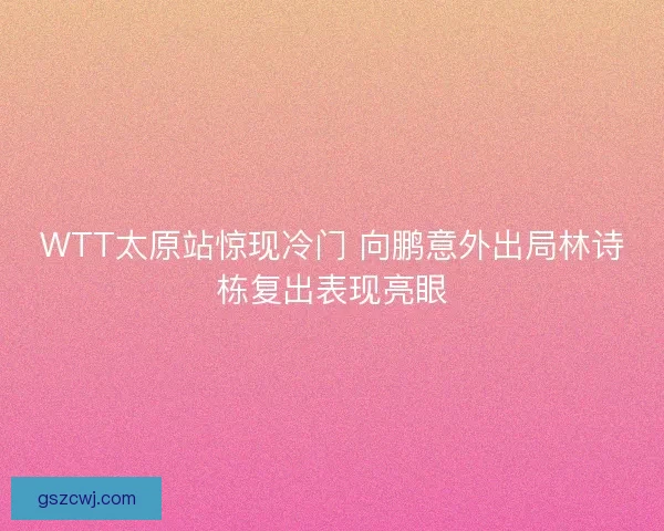 WTT太原站惊现冷门 向鹏意外出局林诗栋复出表现亮眼